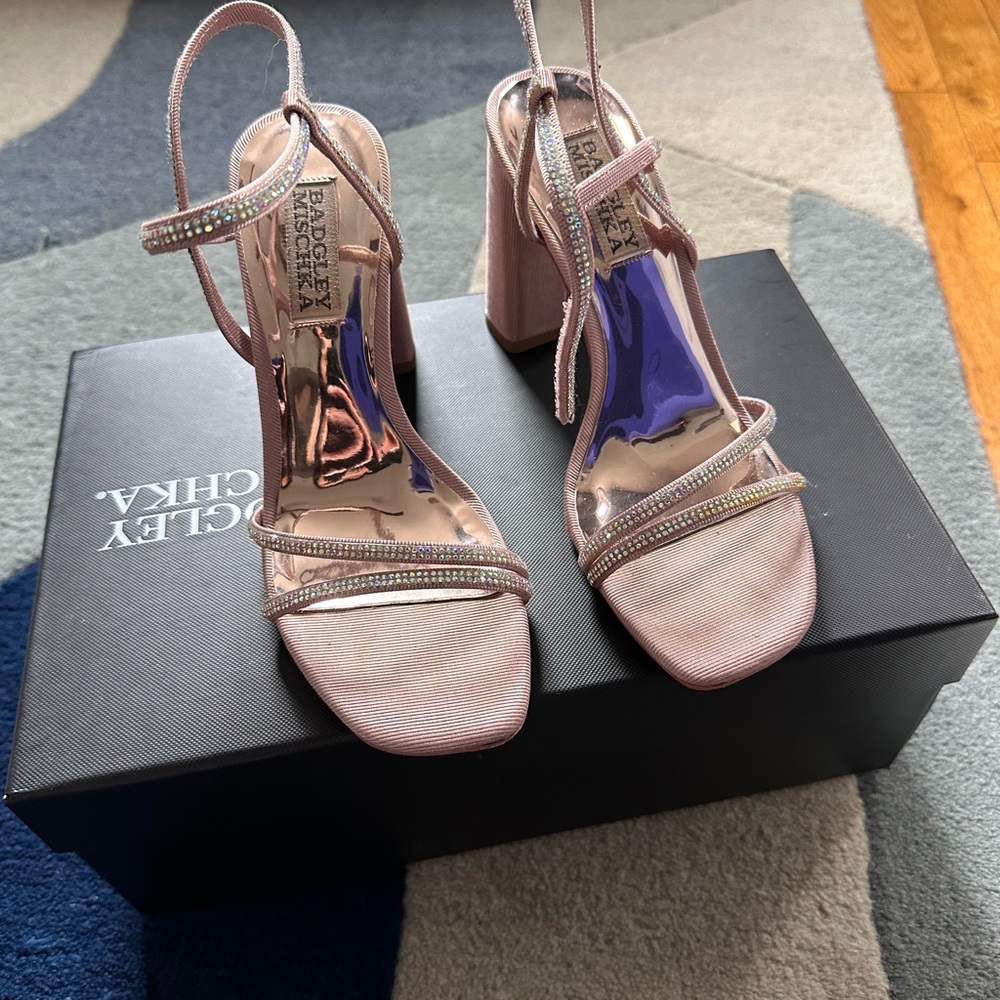 Badgley Mischka Pink crystal strap heels